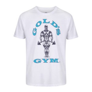 GGTS003 - Muscle Joe T-Shirt White/Blue - Camiseta Gold Gym Muscle Joe Blanca y Azul