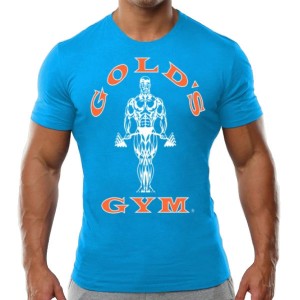 GGTS002 - Muscle Joe T-Shirt Turquoise/Orange - Camiseta Gold Gym manga corta Azul/Naranja