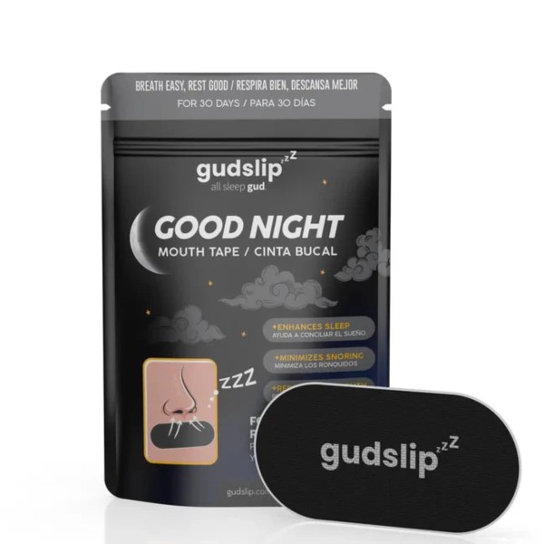 GUDSLIP Cintas Bucales Noche (negro) - 1 unidad x 30 tiras