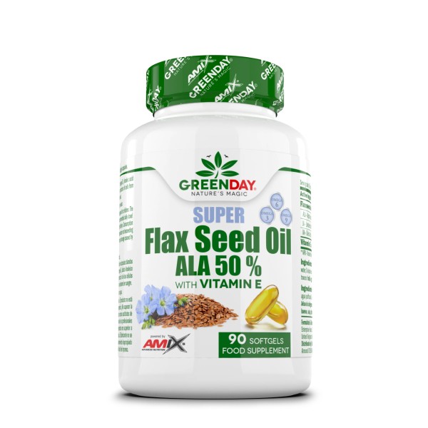 Super Flax Seed Oil ALA 50% with Vitamin E - 90 perlas