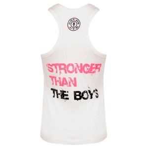 GGLVST-041 Camiseta Gold Gym chica Stronger than the boys Blanca
