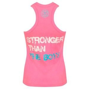 GGLVST-041 Camiseta Gold Gym chica Stronger than the boys Rosa