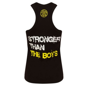 GGLVST-041 Camiseta Gold Gym chica Stronger than the boys Negra