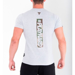 TW T-SHIRT PLAYHARD 013 CAMO GREY MELANGE - Camiseta Trec Nutrion Blanca