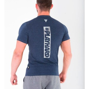 TW T-SHIRT PLAYHARD 014 CAMO NAVY MELANGE - Camiseta Trec Nutrition Azul